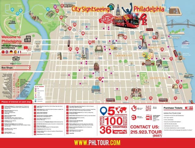 Philadelphia Hop On Hop Off bus tours map